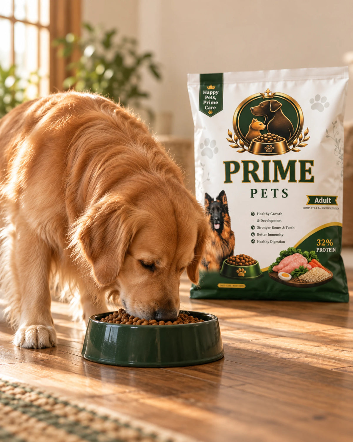 Adult dog eating Prime Pets